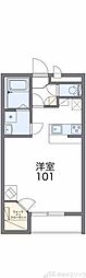 レオパレスリビエルブランシェ2 1Kの間取図画像