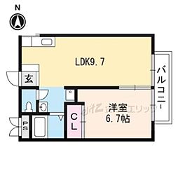 松下ハイツ 1LDKの間取図画像