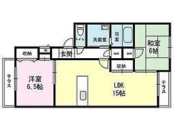 サントラップK 2LDKの間取図画像