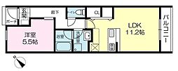 モラダあさぎ 1LDKの間取図画像