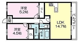 グランプレステージ加古川 2LDKの間取図画像
