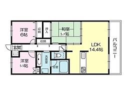 リベール加古川シティWEST壱番館 3LDKの間取図画像