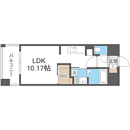 ＬＩＢＴＨ博多駅南ＶＩ 12階ワンルームの間取り