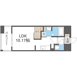 ＬＩＢＴＨ博多駅南ＶＩ 13階ワンルームの間取り