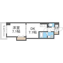 ペリカンハウス福重 4階1DKの間取り