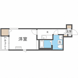 Ｂｒａｎｃｈｅ高宮 3階1Kの間取り