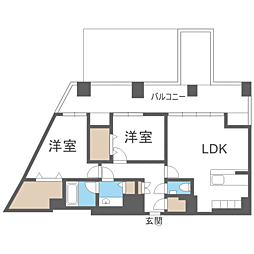 FIRSTAVENUEOHORI 2LDKの間取図画像