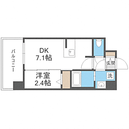 エンクレスト天神ＬＩＮＫ 9階1DKの間取り