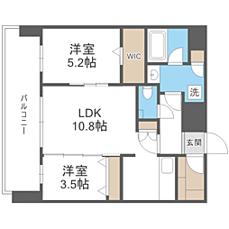 エンクレスト博多PARKSIDE 2LDKの間取図画像