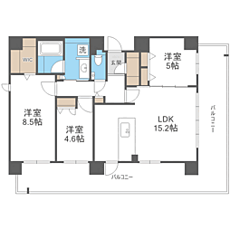 福岡市早良区百道1丁目マンション 3LDKの間取図画像