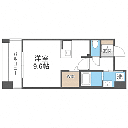 エンクレスト呉服町 9階ワンルームの間取り
