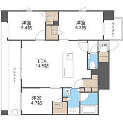 エンクレスト博多EXCEED 3LDKの間取図画像