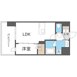 シーズンフラッツ渡辺通 1LDKの間取図画像