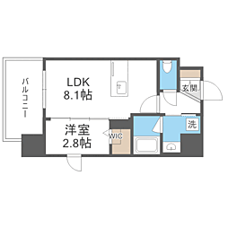 シーズンフラッツ渡辺通 1LDKの間取図画像