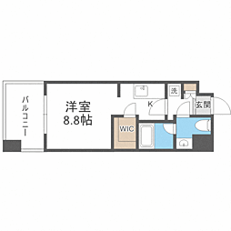 パークアクシス福岡県庁前 ワンルームの間取図画像