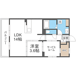 レトワール今川 1LDKの間取図画像