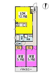 TASHIMA R TERRACE 2LDKの間取図画像