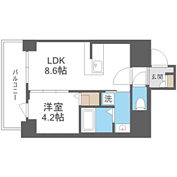 メゾン・ド・リエール博多 1LDKの間取図画像
