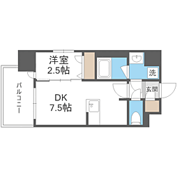 ブランシエスタ千早RJR 1DKの間取図画像