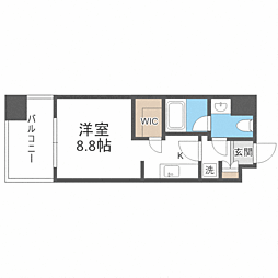 パークアクシス福岡県庁前 ワンルームの間取図画像