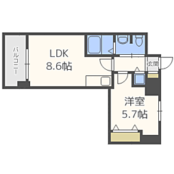 ステイツ姪浜駅前 1LDKの間取図画像