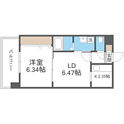 レジディア天神 1LDKの間取図画像