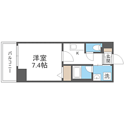 エンクレスト天神WEST 1Kの間取図画像