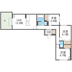 福岡市南区横手3丁目アパート 3LDKの間取図画像