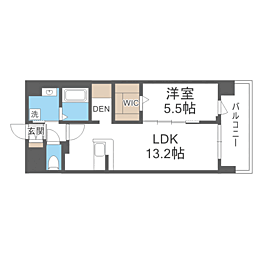 福岡市南区大楠2丁目マンション 1LDKの間取図画像