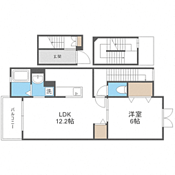 カーサアウローラ 1LDKの間取図画像