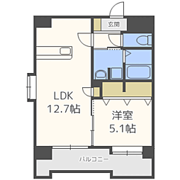 LIBTH博多駅南 1LDKの間取図画像