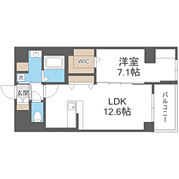 ベルコルティーレ 1LDKの間取図画像