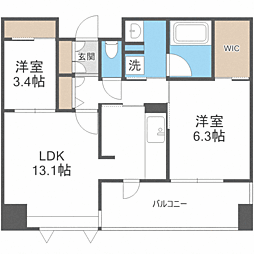 エンクレスト博多プレミア 2LDKの間取図画像