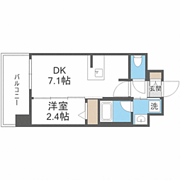 エンクレスト天神LINK 1DKの間取図画像