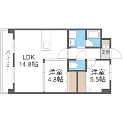 SQUARE箱崎東 2LDKの間取図画像