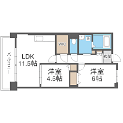 ネクスト吉塚 2LDKの間取図画像