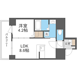 メゾン・ド・リエール博多 1LDKの間取図画像