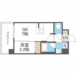 エンクレスト博多駅南FIT 1DKの間取図画像