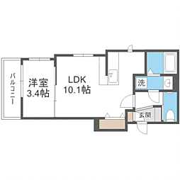 フォルトゥーナ姪浜ノース 1LDKの間取図画像