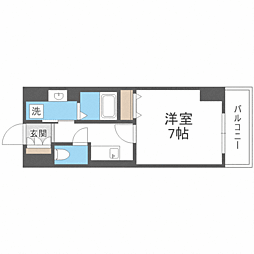 アルファレガロ大橋 1Kの間取図画像