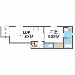 ポラリス南福岡 1LDKの間取図画像