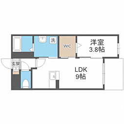 モアプラス井尻インディヴィ 1LDKの間取図画像