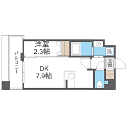 エンクレスト天神PORT 1DKの間取図画像
