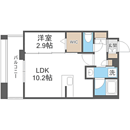 エンクレスト天神PORT 1LDKの間取図画像
