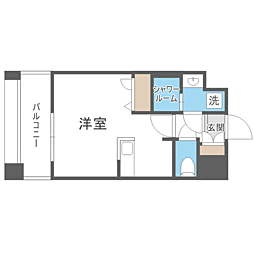 エンクレスト天神PORT ワンルームの間取図画像