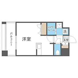 エンクレスト天神PORT ワンルームの間取図画像