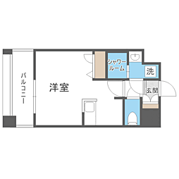 エンクレスト天神PORT ワンルームの間取図画像