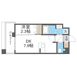 エンクレスト天神PORT 1DKの間取図画像