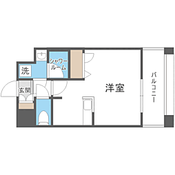 エンクレスト天神PORT ワンルームの間取図画像