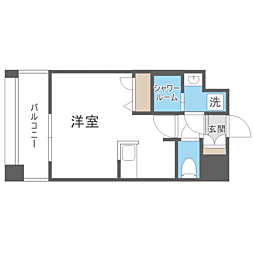 エンクレスト天神PORT ワンルームの間取図画像